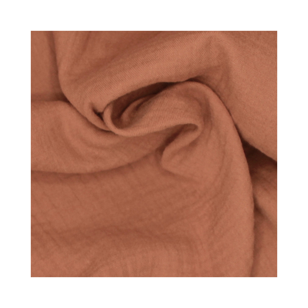 Double gaze de coton BIO unie ARGILE