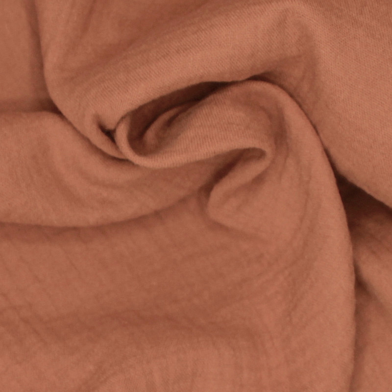 Double gaze de coton BIO unie ARGILE