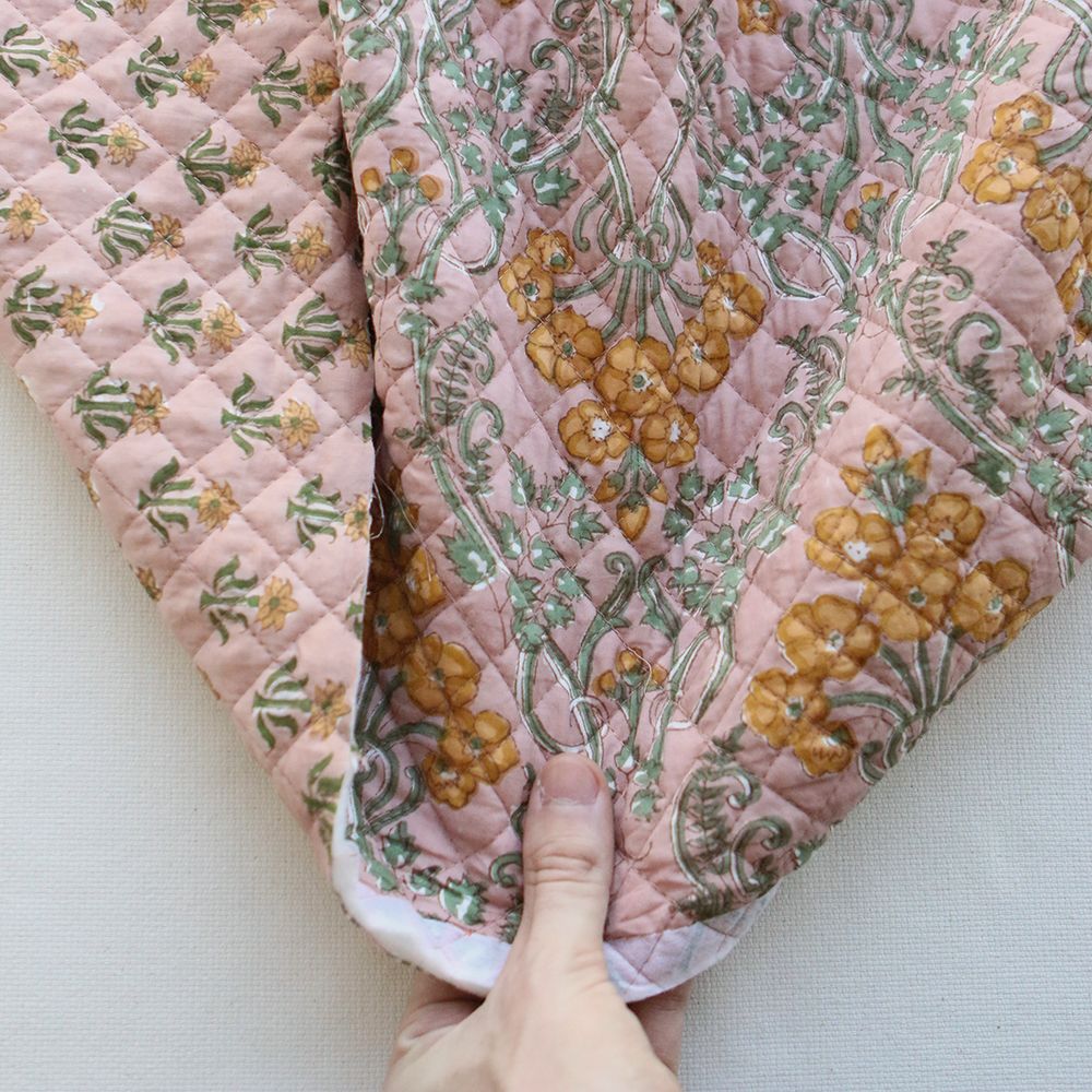 Suhani - Tissu indien matelassé double face coton hand block largeur 100cm