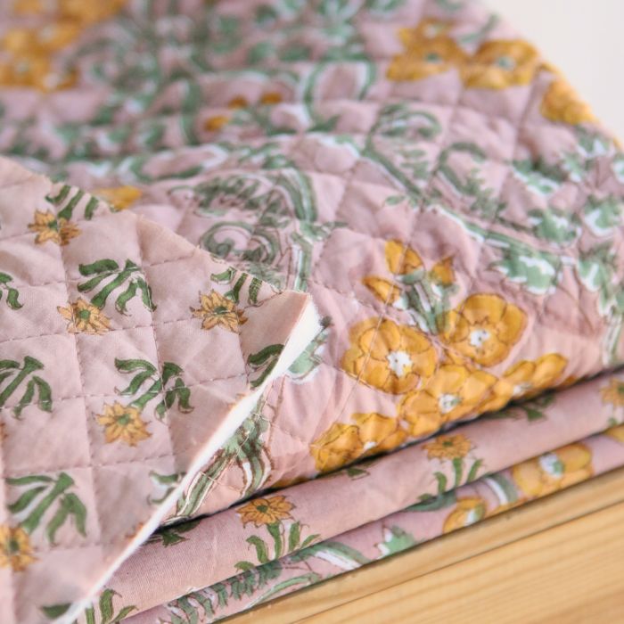 Suhani - Tissu indien matelassé double face coton hand block largeur 100cm