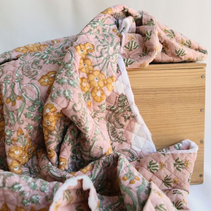Suhani - Tissu indien matelassé double face coton hand block largeur 100cm
