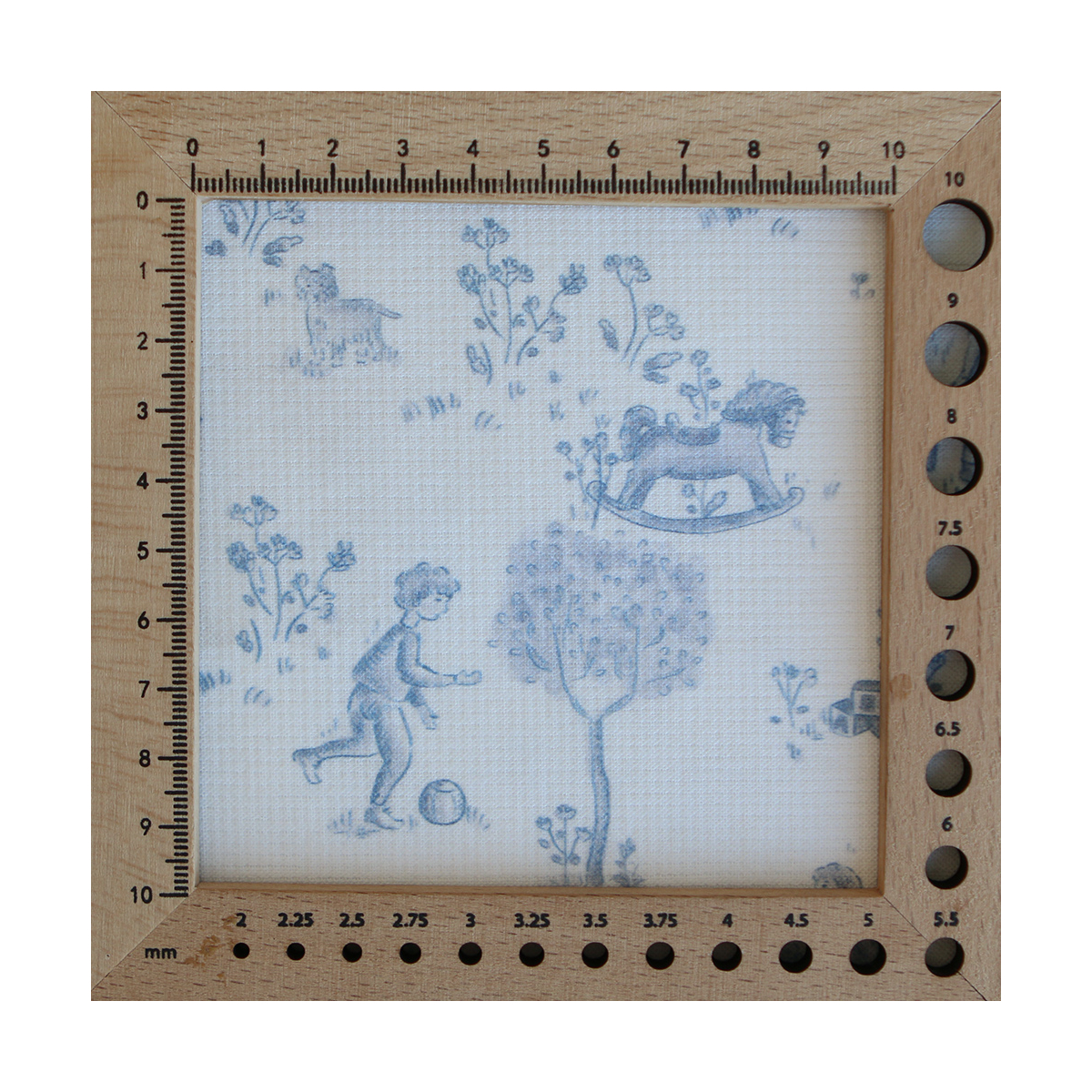 Maria - Tissu coton texturé version toile de jouy bleu
