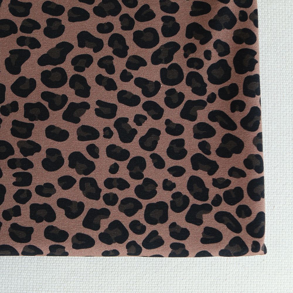 Lea - Jersey coton BIO motif exclusif graou rosé brun