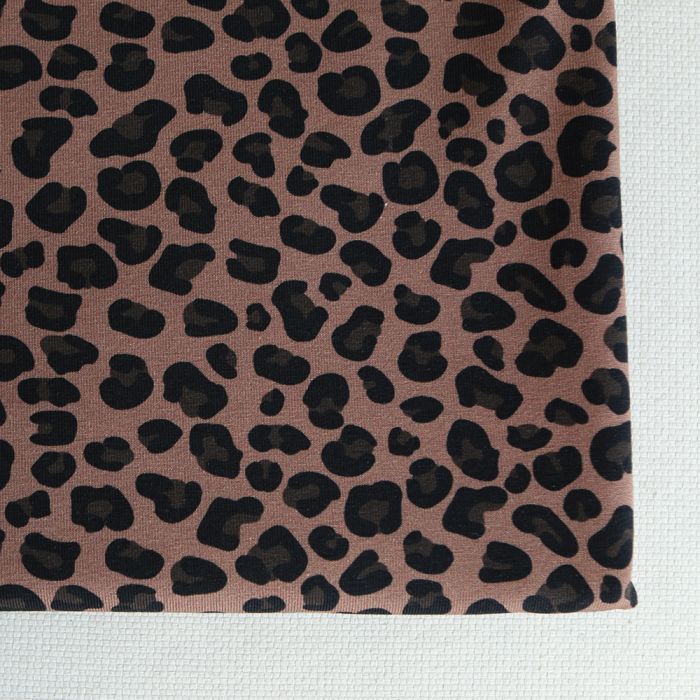 Lea - Jersey coton BIO motif exclusif graou rosé brun