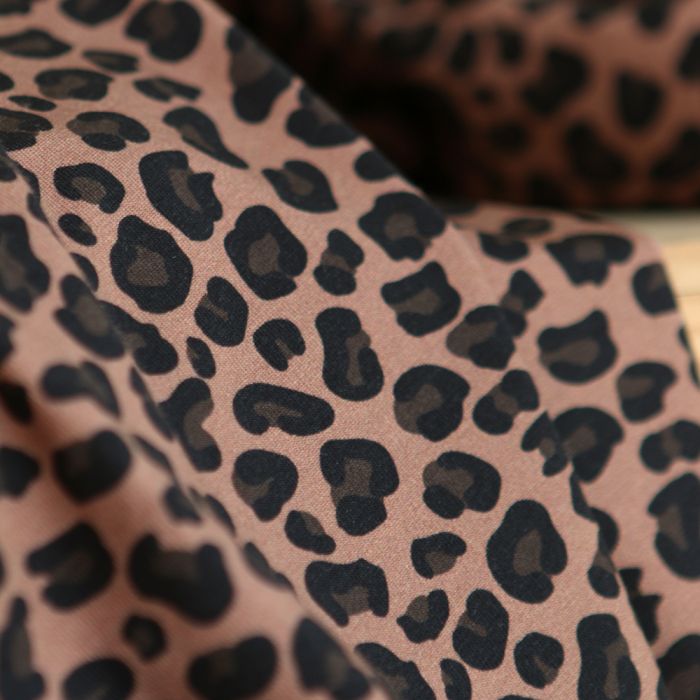 Lea - Jersey coton BIO motif exclusif graou rosé brun