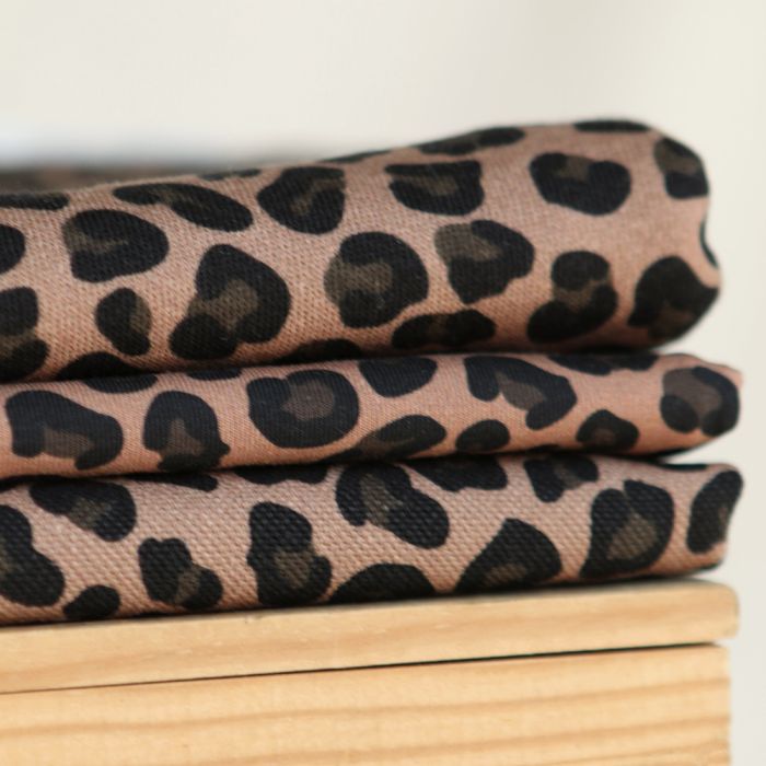 Lea - Jersey coton BIO motif exclusif graou rosé brun