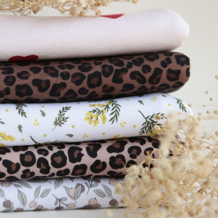 copy ofLea - Sweat mélange de coton bouclettes motif exclusif graou rosé brun