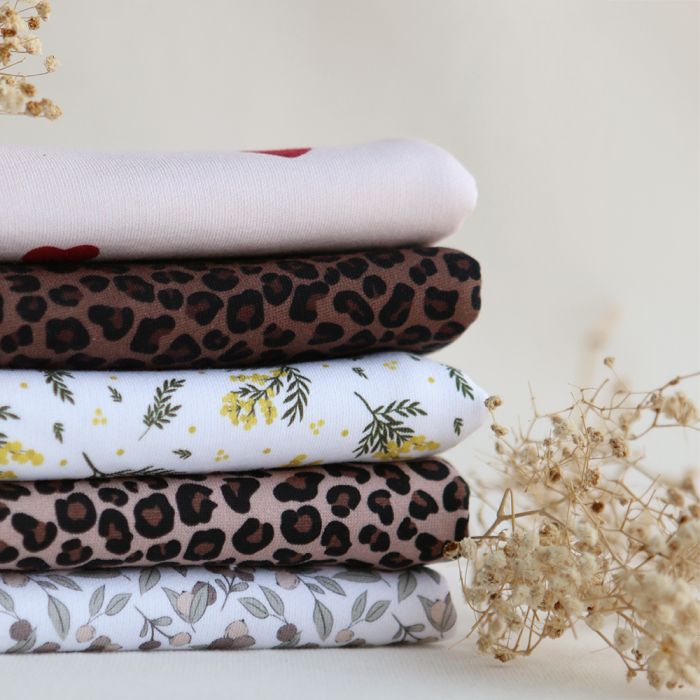 copy ofLea - Sweat mélange de coton bouclettes motif exclusif graou rosé brun