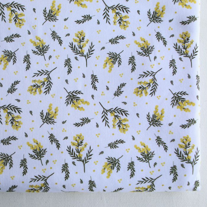 Mimosa - Sweat mélange de coton BIO bouclettes motif exclusif mimosa