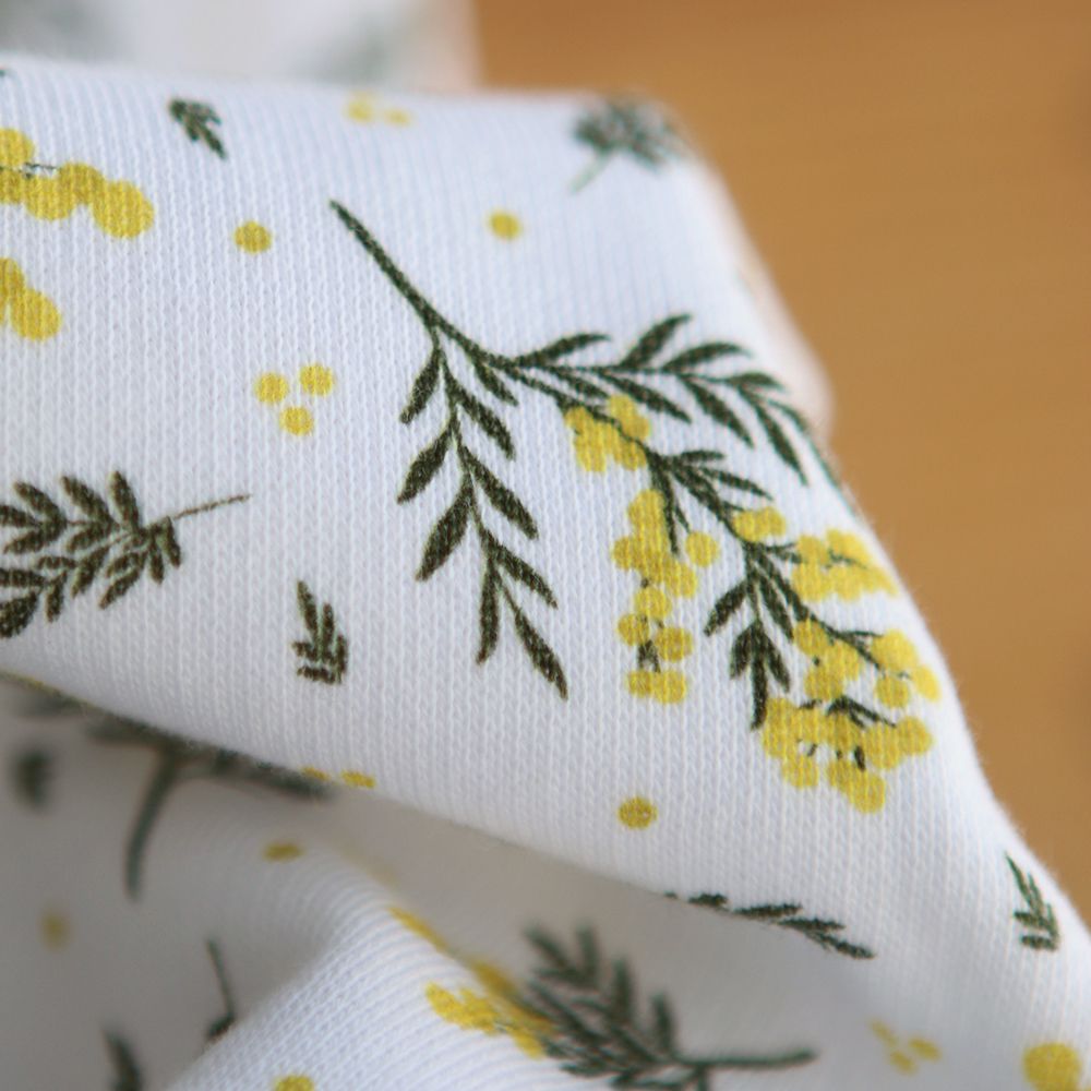 Mimosa - Sweat mélange de coton BIO bouclettes motif exclusif mimosa