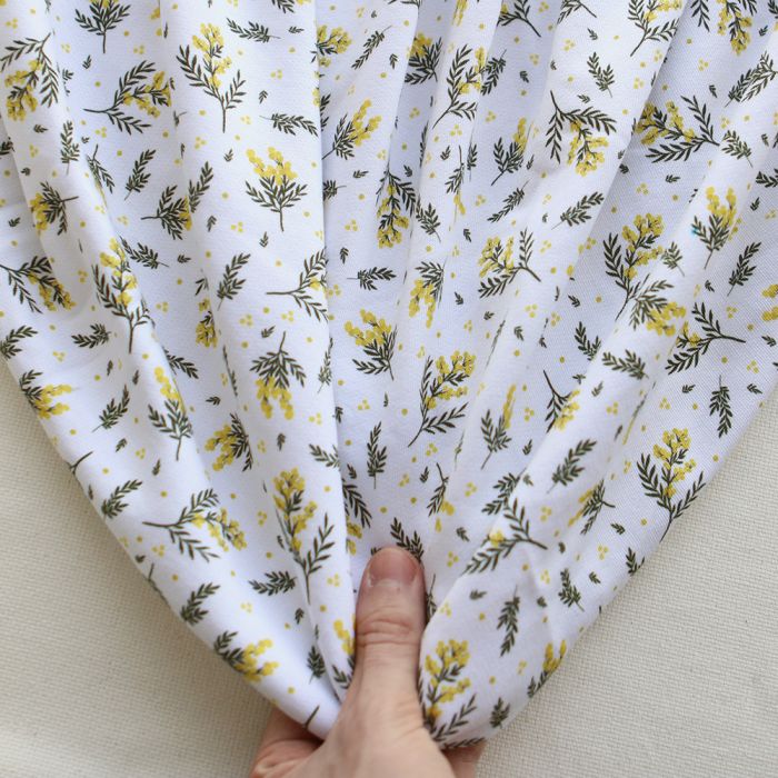 Mimosa - Sweat mélange de coton BIO bouclettes motif exclusif mimosa