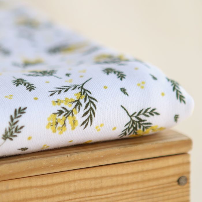 Mimosa - Sweat mélange de coton BIO bouclettes motif exclusif mimosa