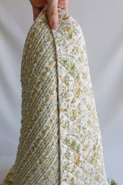 Karishma jaune - Tissu indien matelassé double face coton hand block largeur 100cm 2