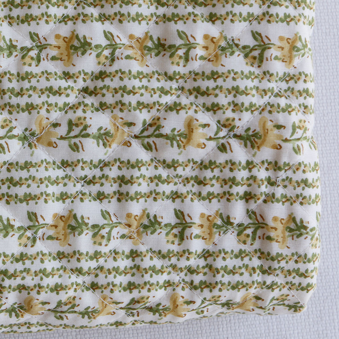 Karishma jaune - Tissu indien matelassé double face coton hand block largeur 100cm