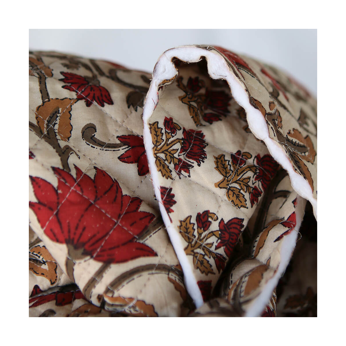Shaivan - Tissu indien matelassé double face coton hand block largeur 100cm