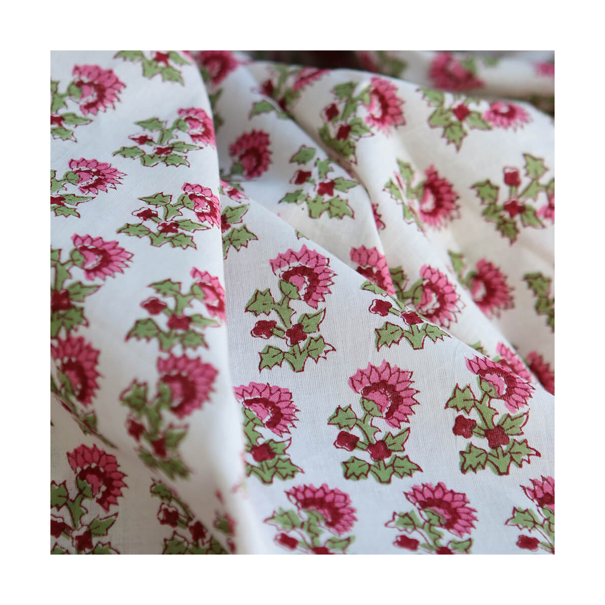 Jamila B - Tissu indien en coton imprimé main Hand Block