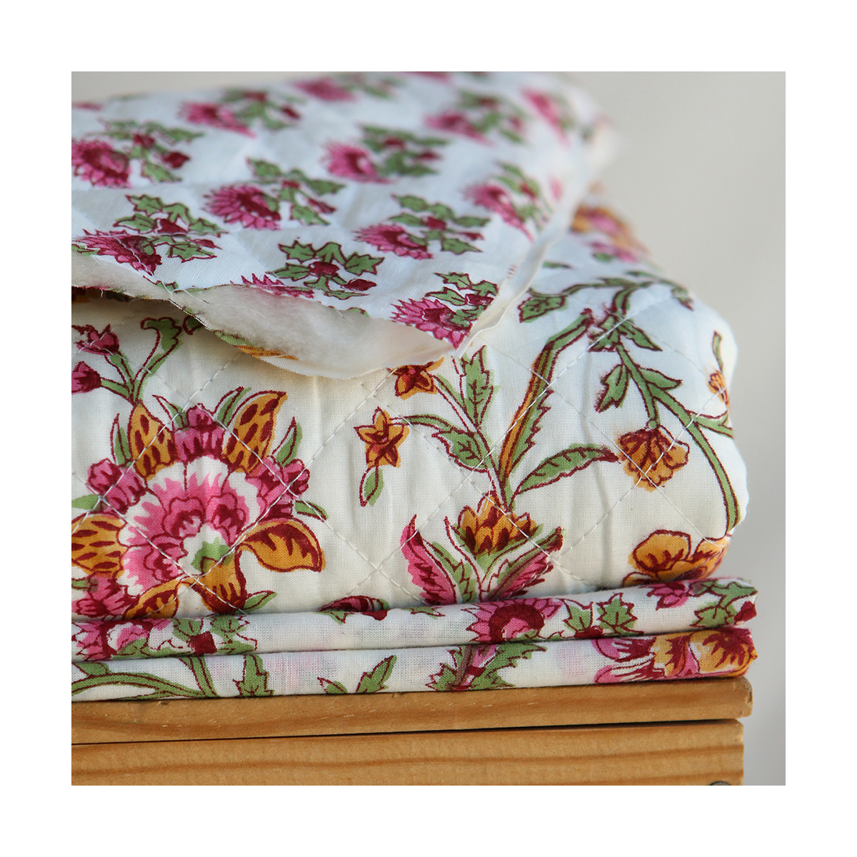 Jamila B - Tissu indien en coton imprimé main Hand Block