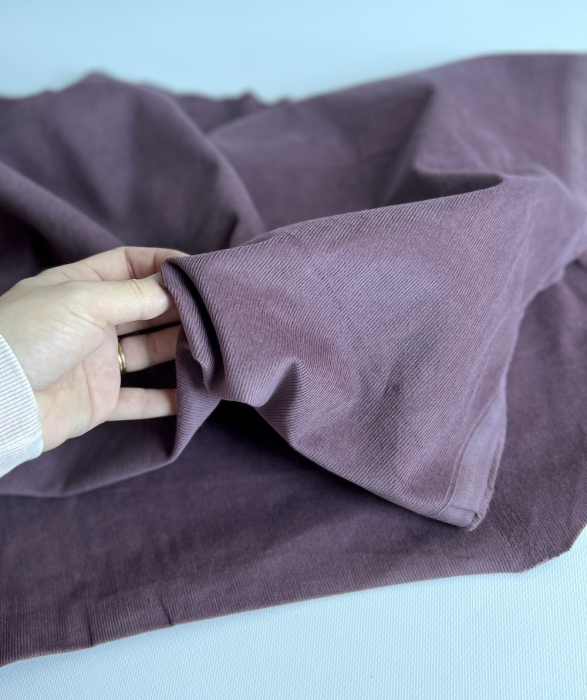 Velours milleraies coton organique coloris figue  - 2