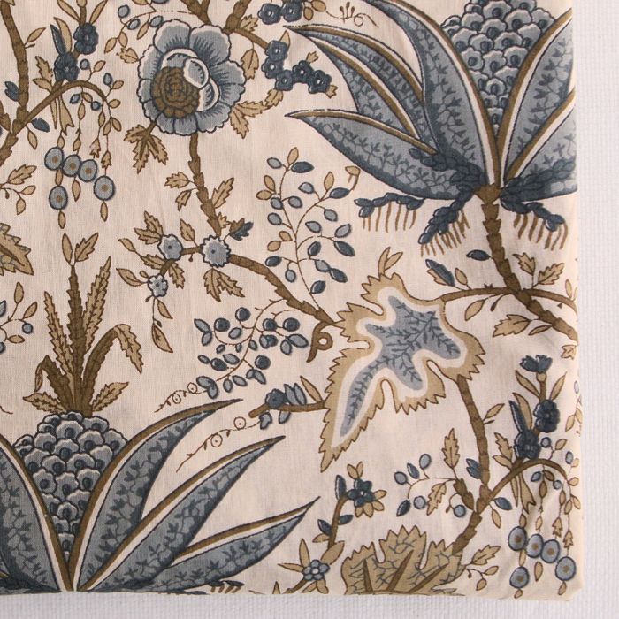Kavya - Tissu indien en coton hand block fond crème