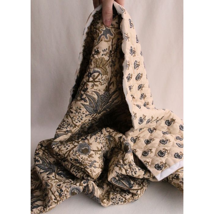 Kavya - Tissu indien matelassé double face coton hand block, largeur 100 cm