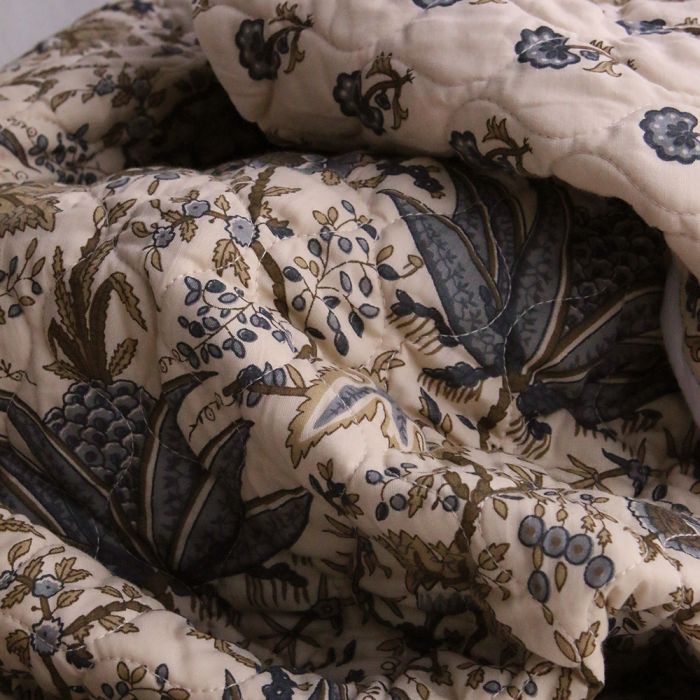 Kavya - Tissu indien matelassé double face coton hand block, largeur 100 cm