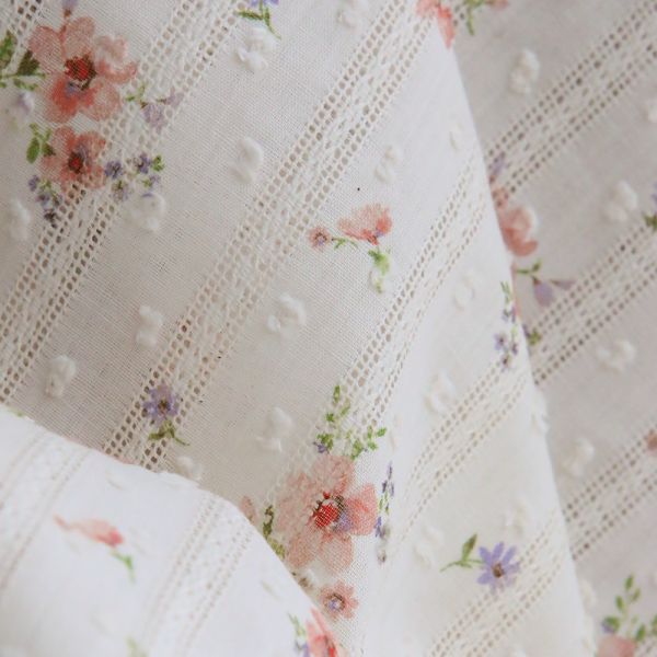 Emma - Broderie anglaise plumetis coton imprimé fleuri 2