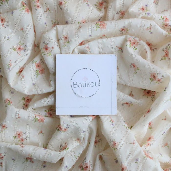 Emma - Broderie anglaise plumetis coton imprimé fleuri