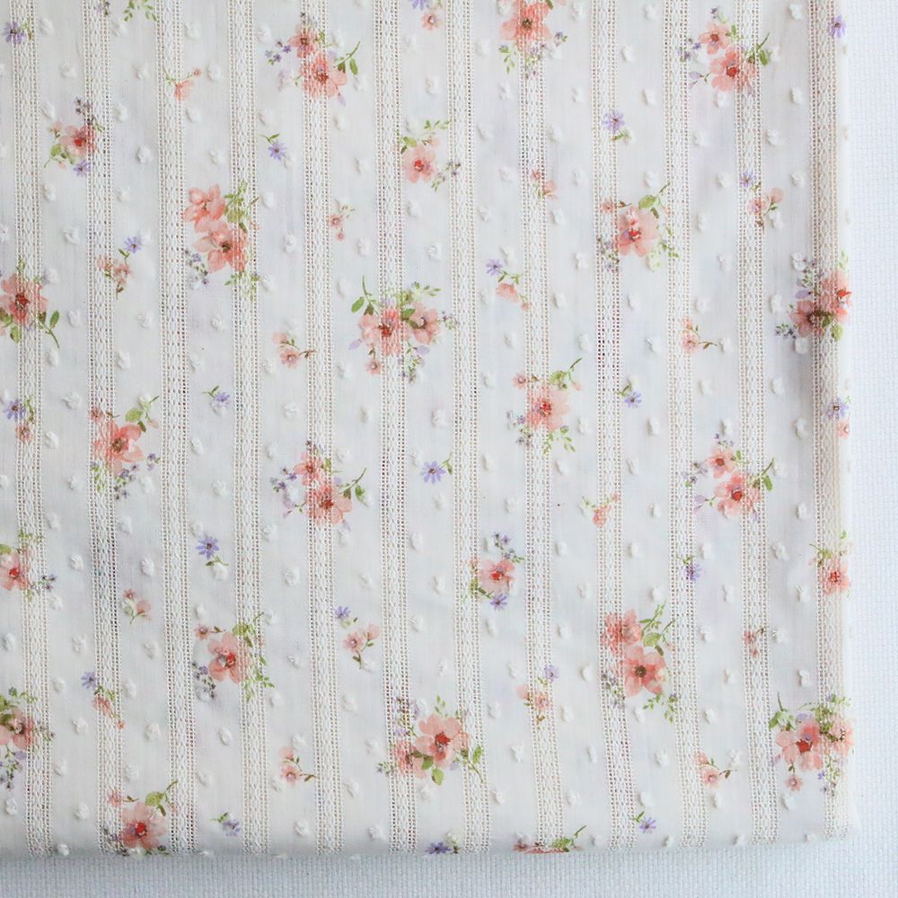 Emma - Broderie anglaise plumetis coton imprimé fleuri
