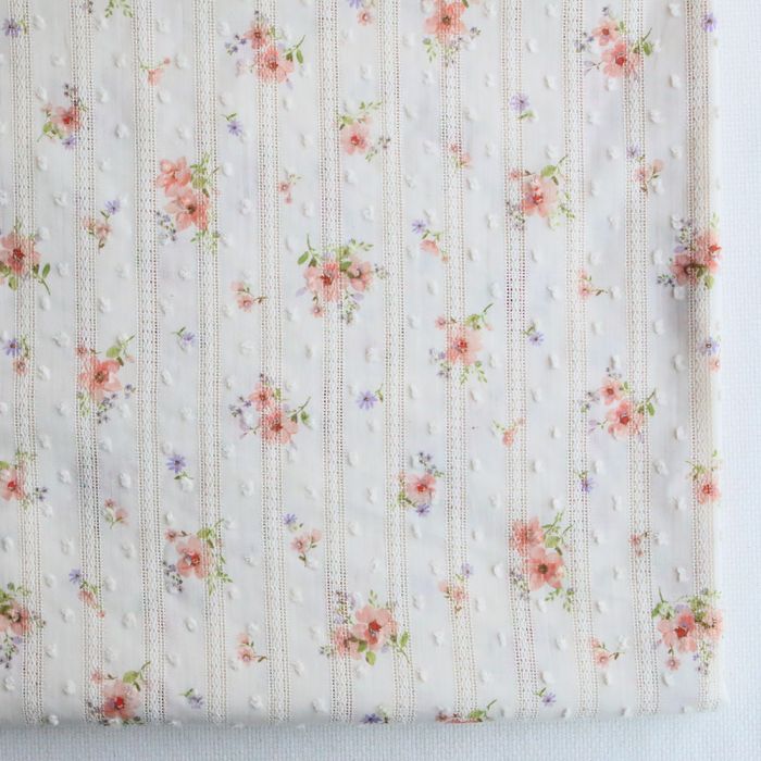 Emma - Broderie anglaise plumetis coton imprimé fleuri