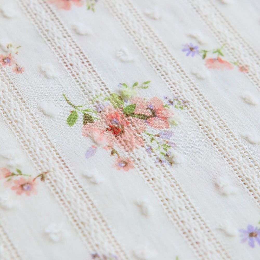 Emma - Broderie anglaise plumetis coton imprimé fleuri