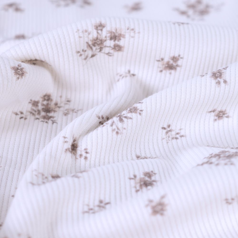 copie de Jersey coton côtes fines à motif fleuri rose et vert d'eau