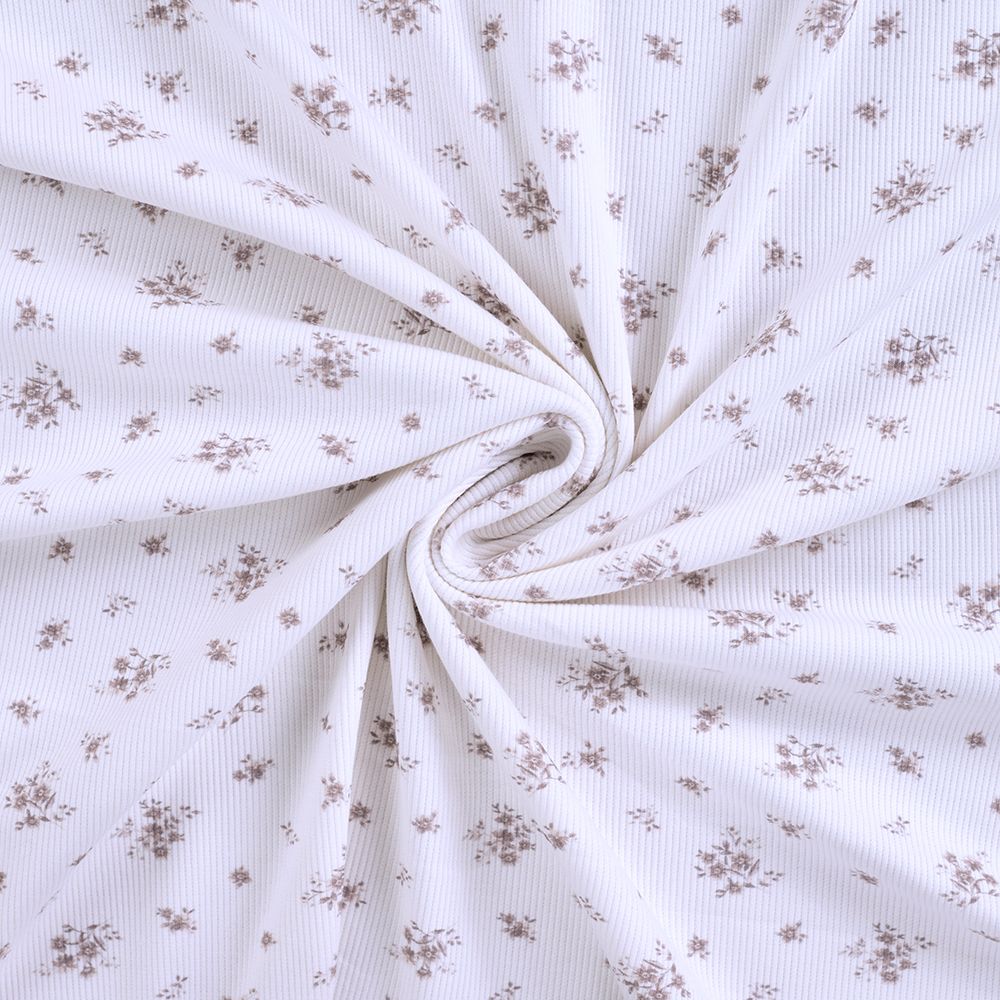 copie de Jersey coton côtes fines à motif fleuri rose et vert d'eau