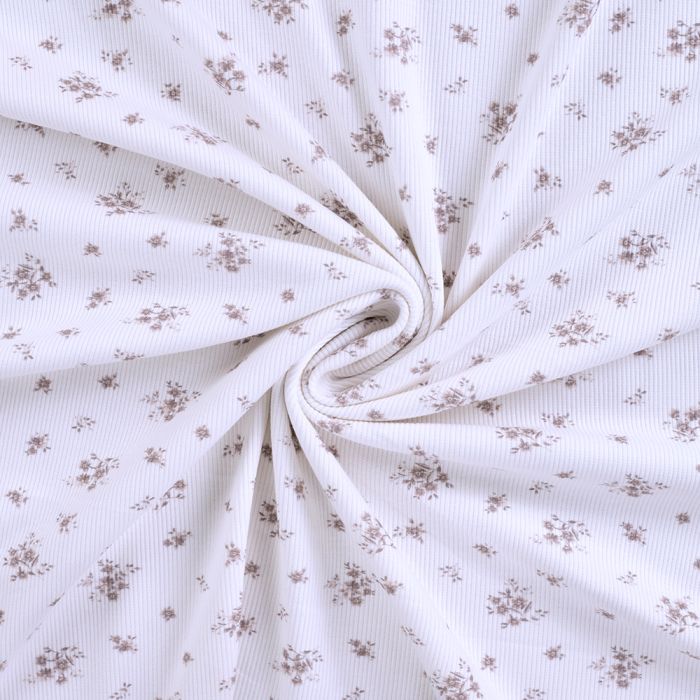 copie de Jersey coton côtes fines à motif fleuri rose et vert d'eau