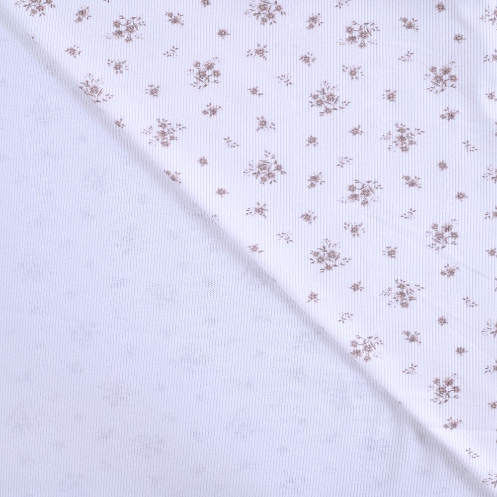 copie de Jersey coton côtes fines à motif fleuri rose et vert d'eau