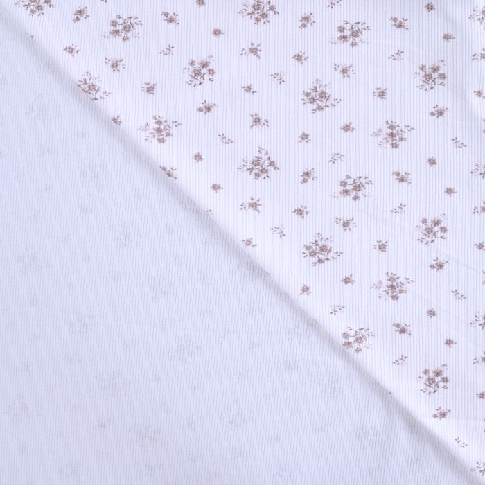 copie de Jersey coton côtes fines à motif fleuri rose et vert d'eau