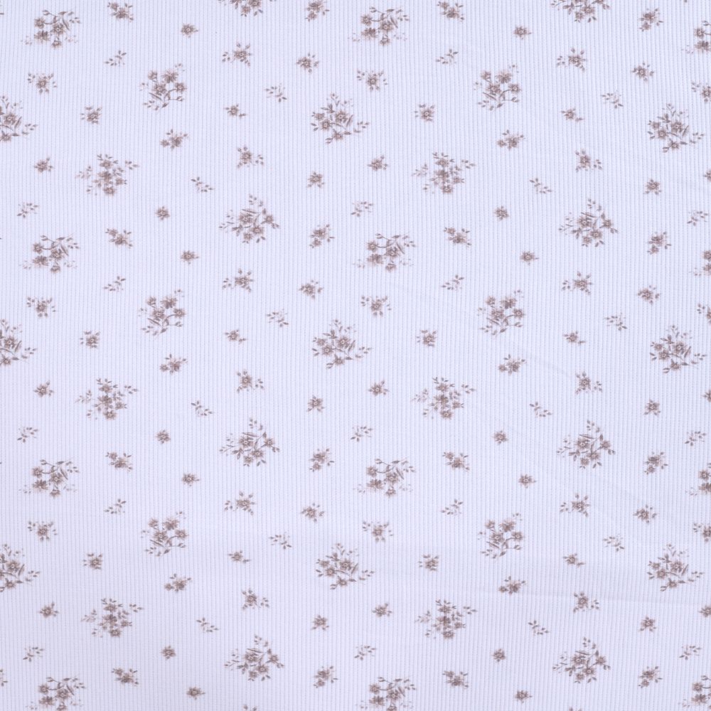 copie de Jersey coton côtes fines à motif fleuri rose et vert d'eau