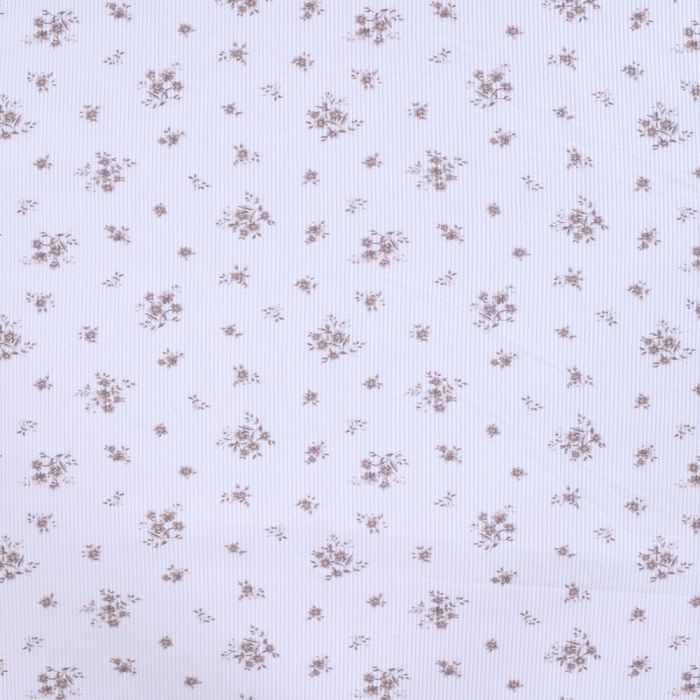 copie de Jersey coton côtes fines à motif fleuri rose et vert d'eau