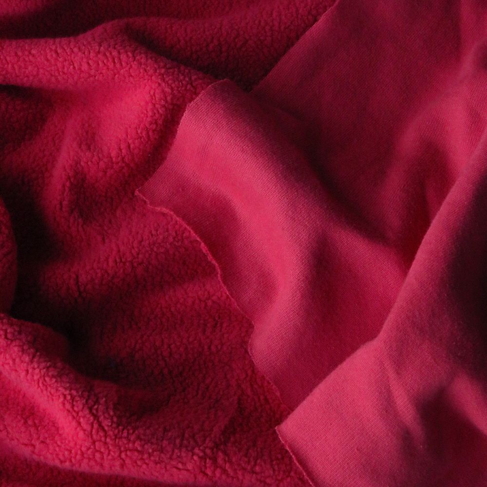 Jersey coton doublure polaire rouge cerise