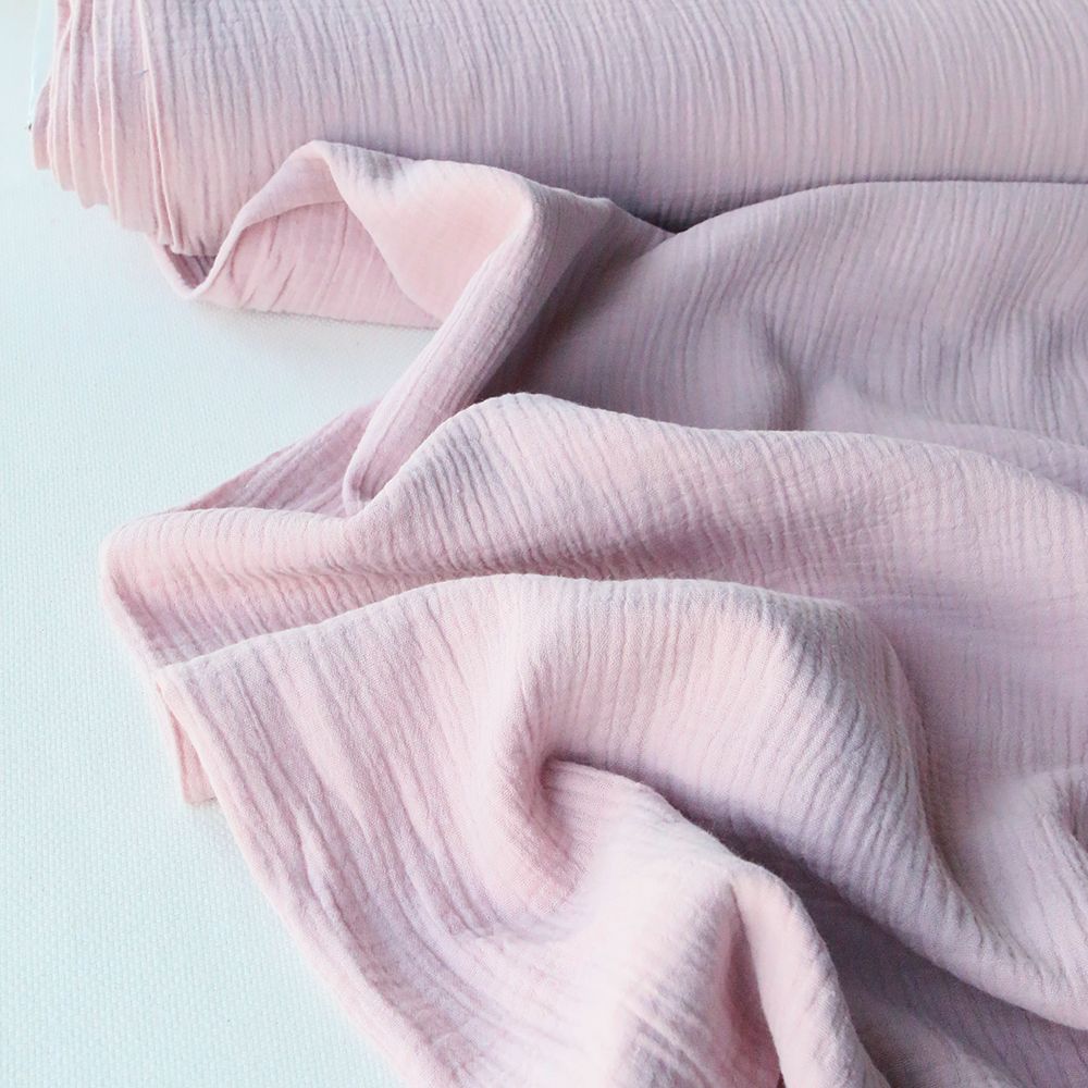 Double gaze coton rose nude tendre