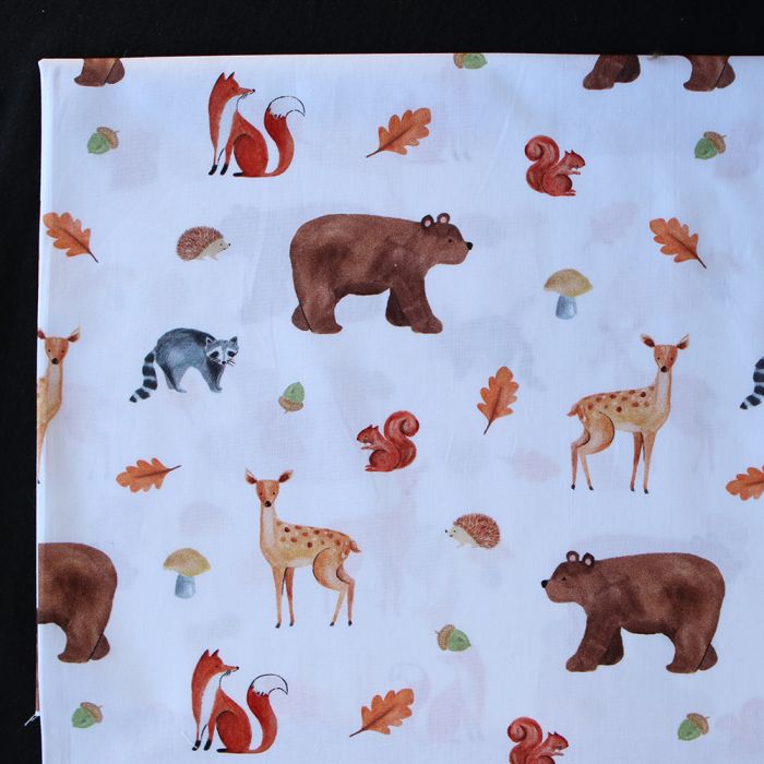 Popeline de coton imprimé animaux fond blanc