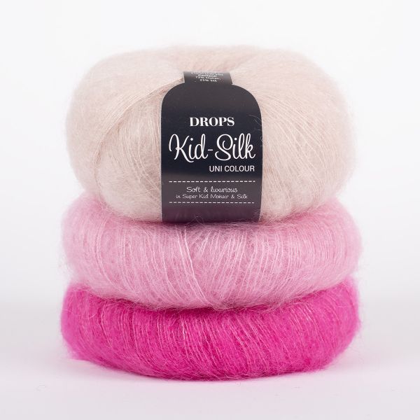 Rose nacré – Laine DROPS Kid-Silk mohair et soie, 25 g / 210 m 2