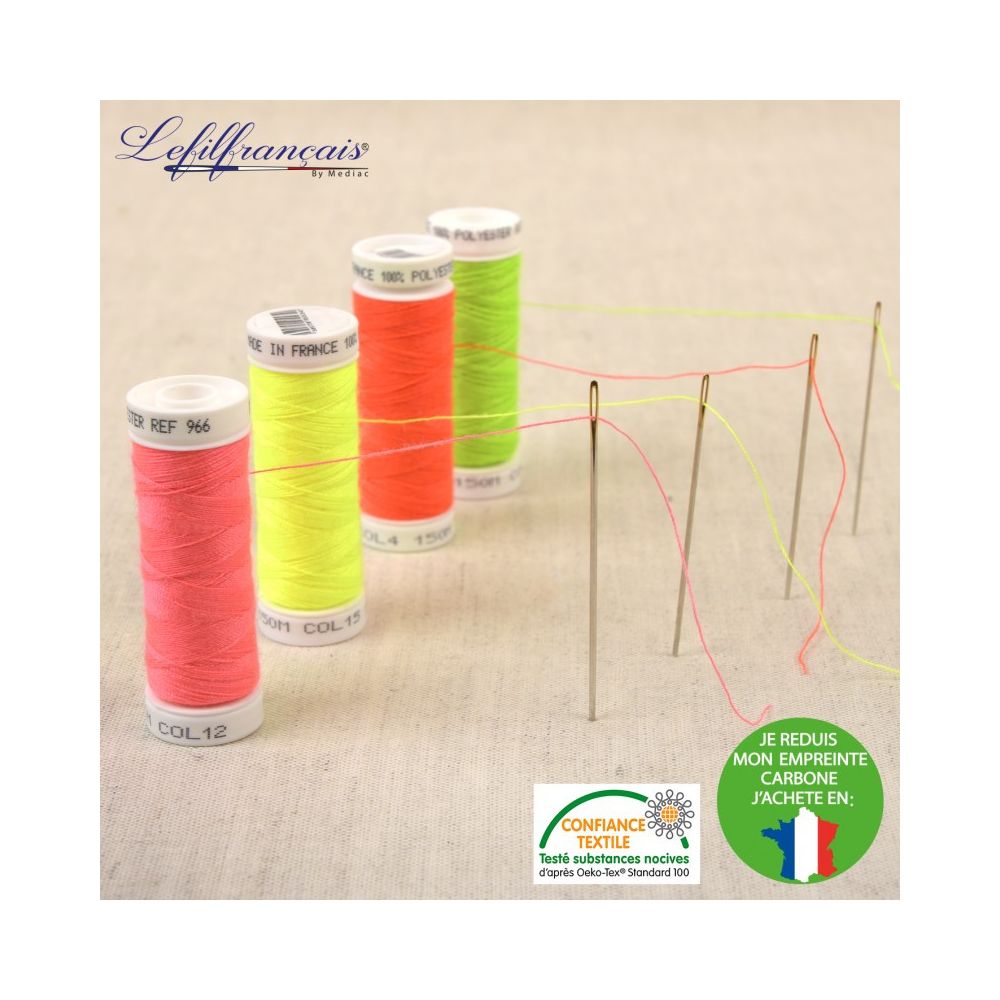 Rose fluo – Fil à coudre français polyester 150 m, Le Fil Français