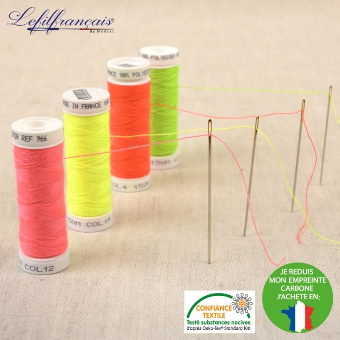 Vert fluo – Fil à coudre français polyester 150 m, Le Fil Français