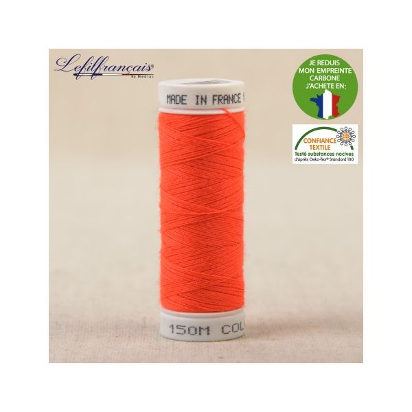 Orange fluo – Fil à coudre français polyester 150 m, Le Fil Français