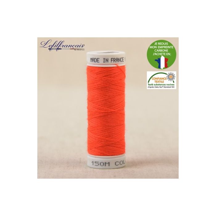 Orange fluo – Fil à coudre français polyester 150 m, Le Fil Français