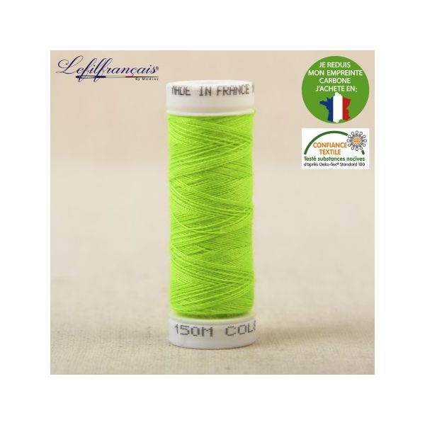 Vert fluo – Fil à coudre français polyester 150 m, Le Fil Français