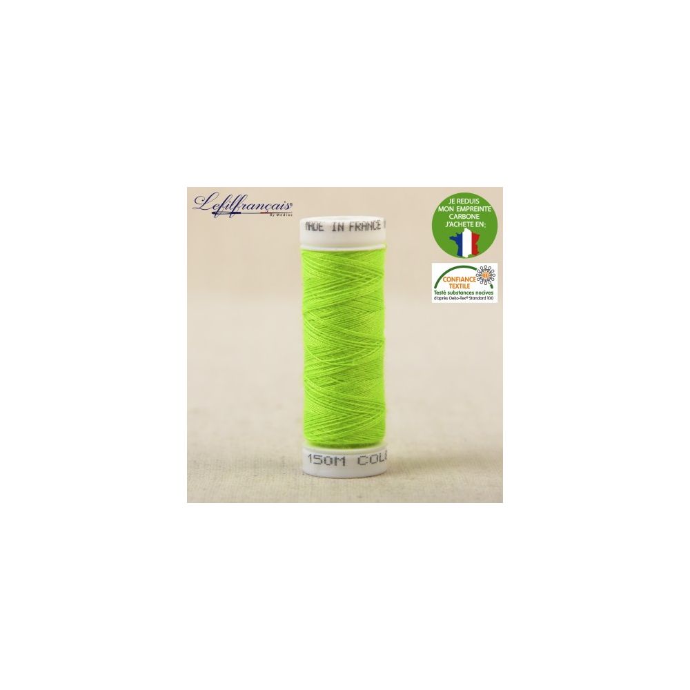 Vert fluo – Fil à coudre français polyester 150 m, Le Fil Français
