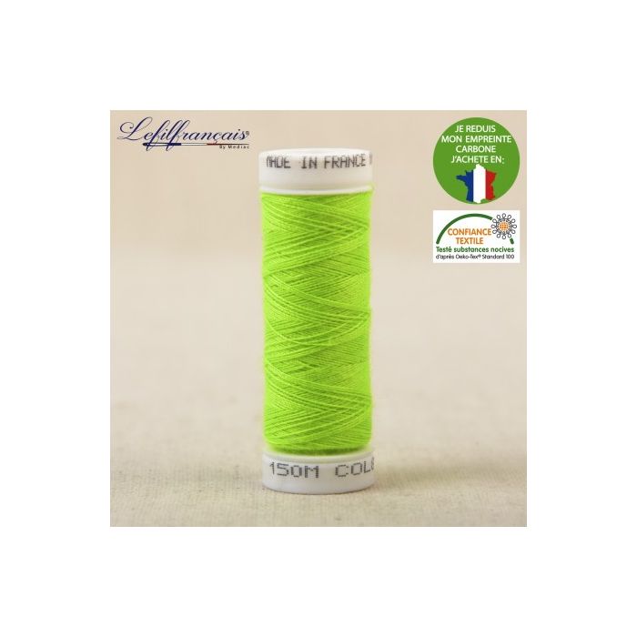 Vert fluo – Fil à coudre français polyester 150 m, Le Fil Français