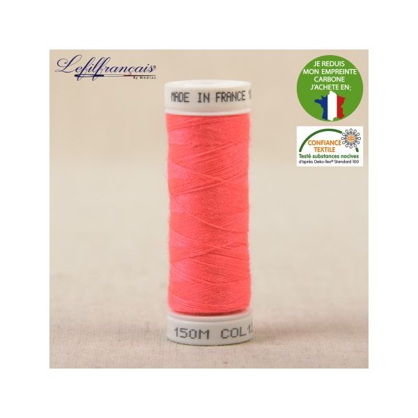 Rose fluo – Fil à coudre français polyester 150 m, Le Fil Français