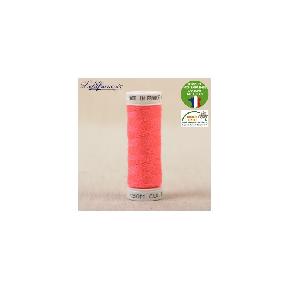 Rose fluo – Fil à coudre français polyester 150 m, Le Fil Français